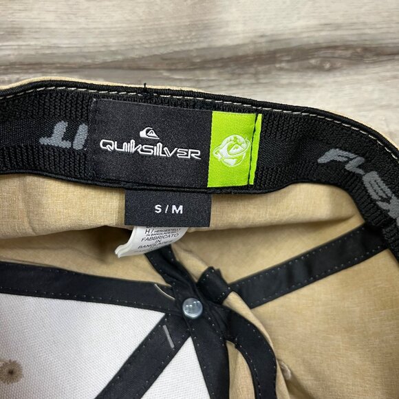 Quicksilver Graphic Embroidered FlexFit Fitted Flat Round Bill Hat Sand One Size - Picture 6 of 8